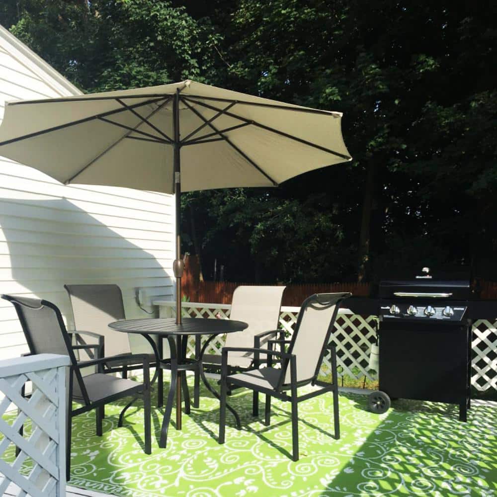 Patio Table Umbrella and Chairs Set