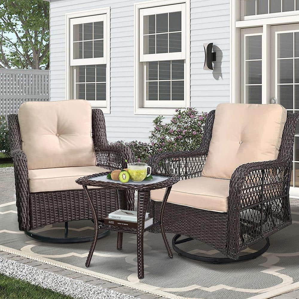 Stylish 3 Piece Swivel Rocker Patio Set for Outdoor Comfort & Relaxation