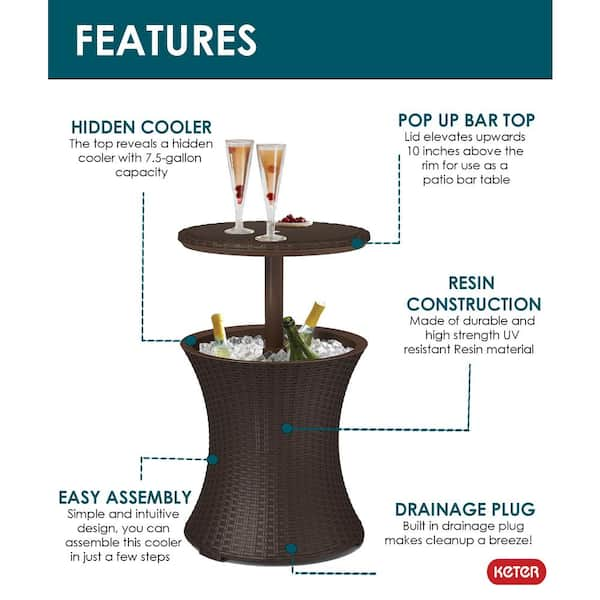 Stylish Outdoor Table with Built-In Ice Bucket for Entertaining  Durable and  for Hosting Guests